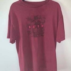 Neff Maroon Square Logo Vintage Style Tee Shirt